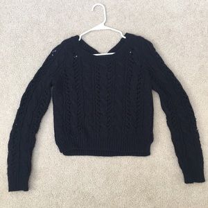 Hollister Cropped Navy Sweater